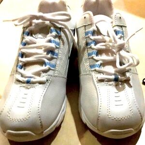 Shoes womens new size 8W man made materials laces white & blue Cross Trekkers